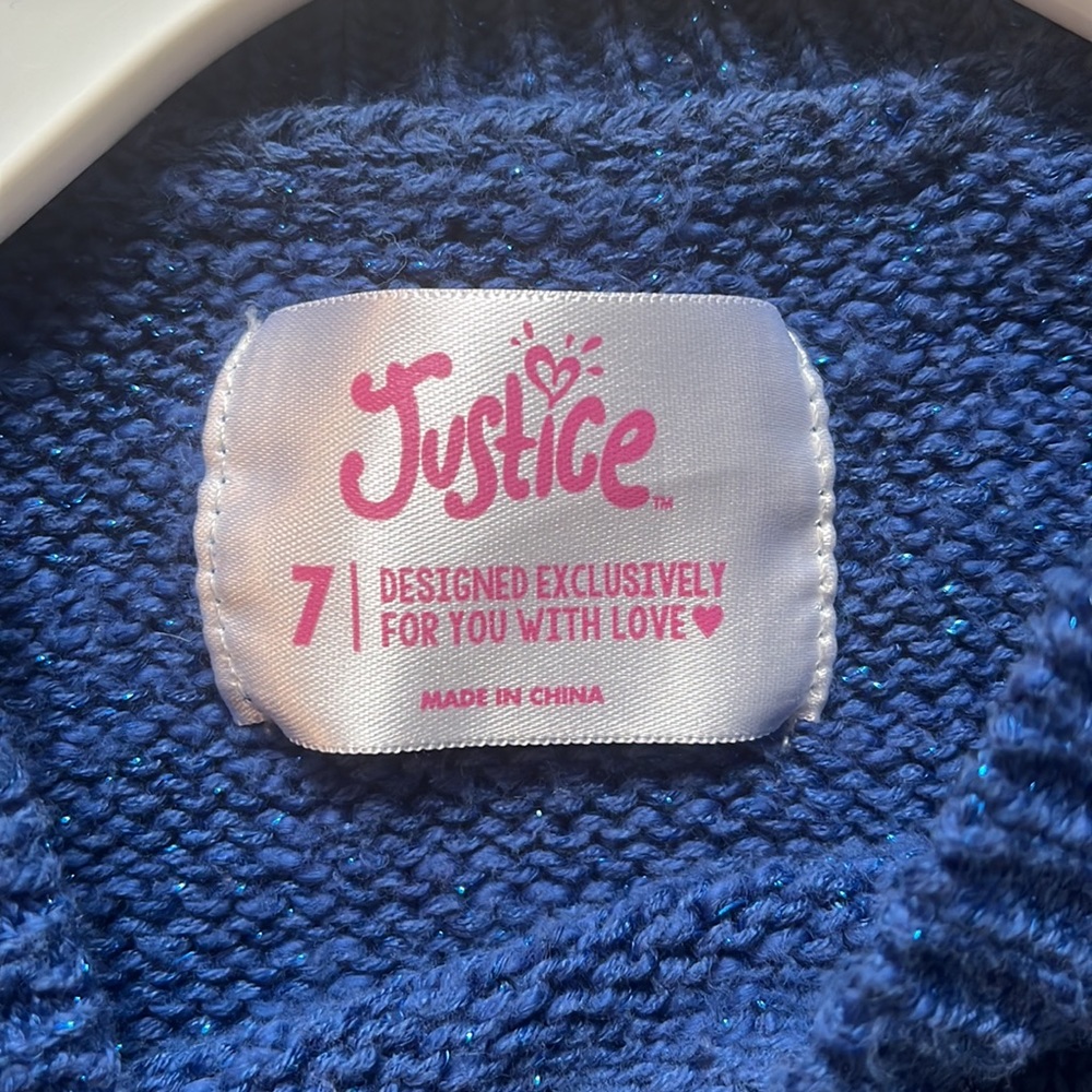 Justice for girls size 7 blue sweater - Picture 6 of 7